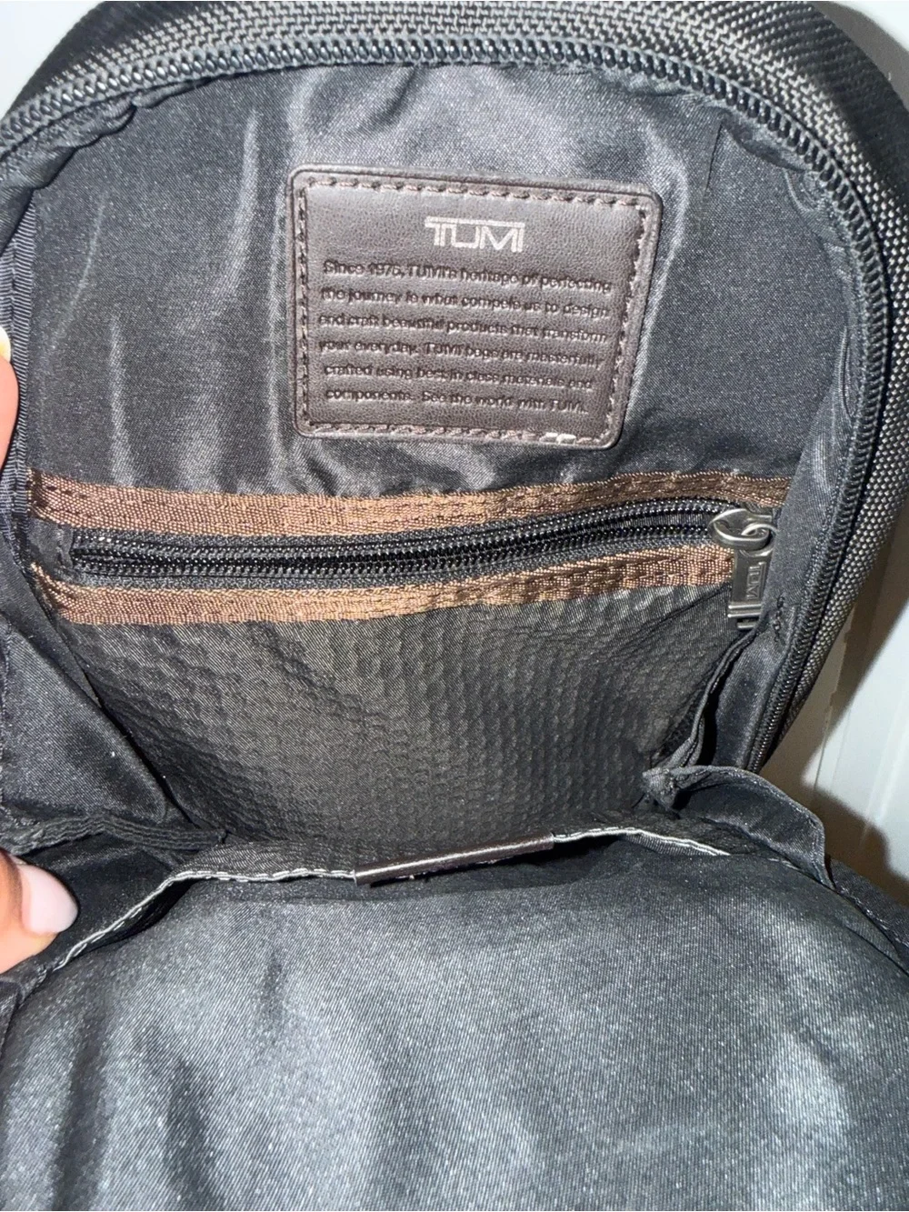 Tumi Black Men's Sling Belt Bag with Silver Hardware